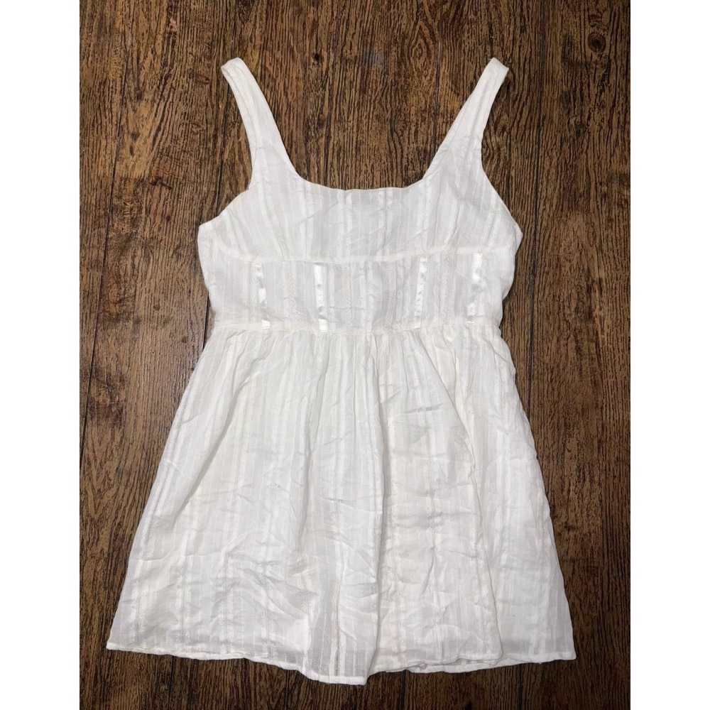 NWT Princess Polly Lorinda White Textured Cotton Mini Dress Size 10